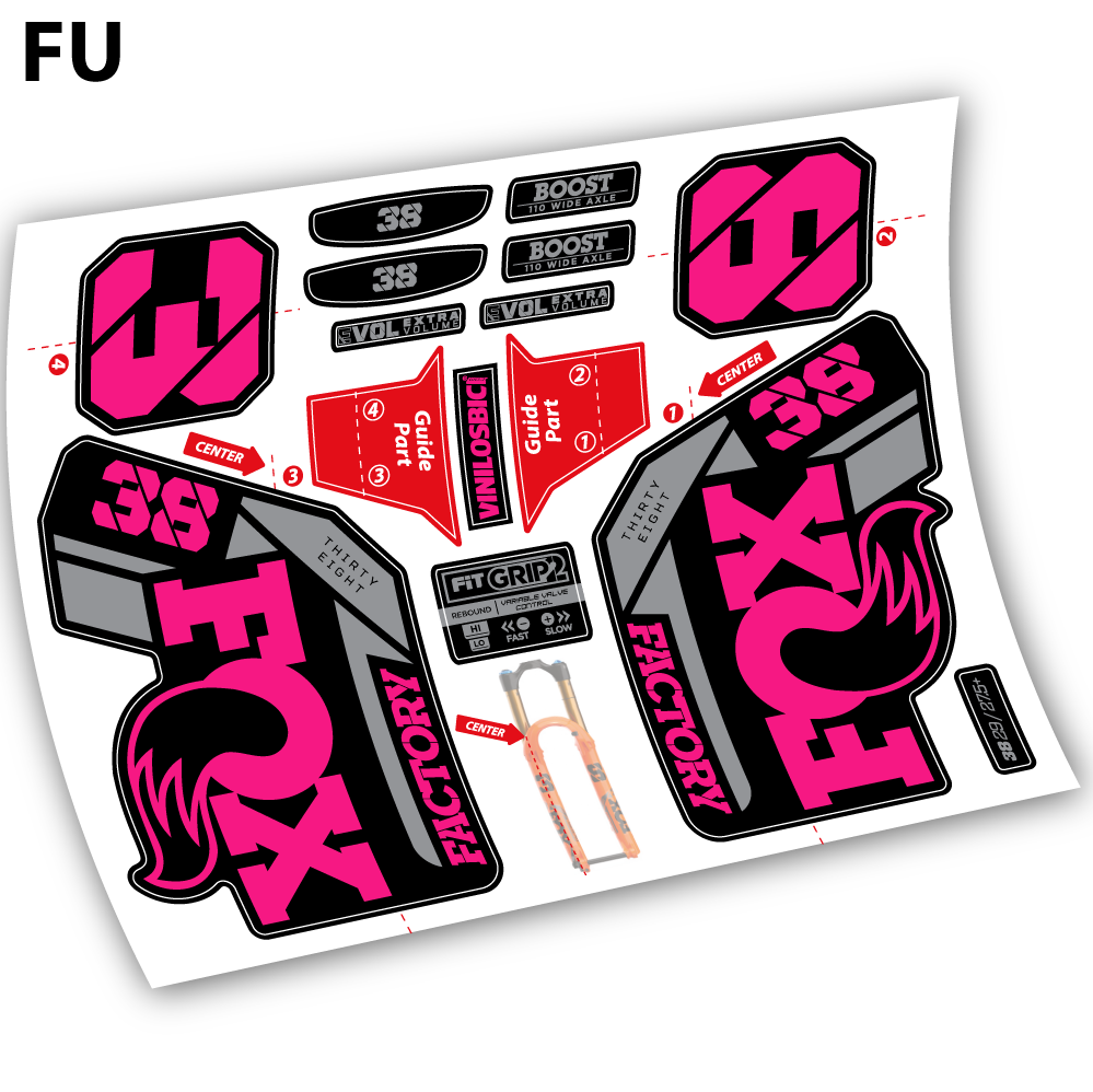 Stickers Fox 38 2021 compatibles Autocollants fourche VTT 29"