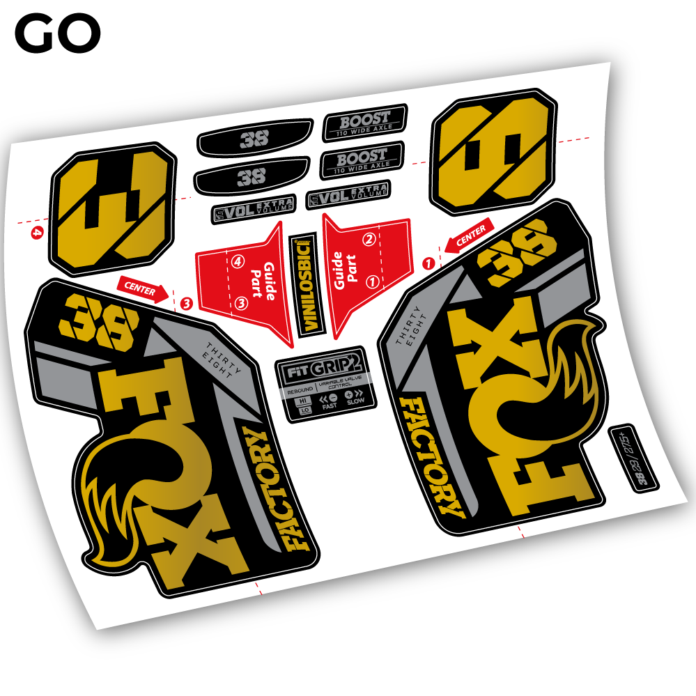Stickers Fox 38 2021 compatibles Autocollants fourche VTT 29"