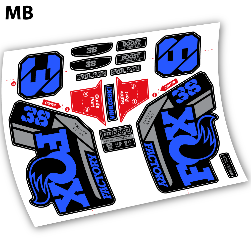 Stickers Fox 38 2021 compatibles Autocollants fourche VTT 29"