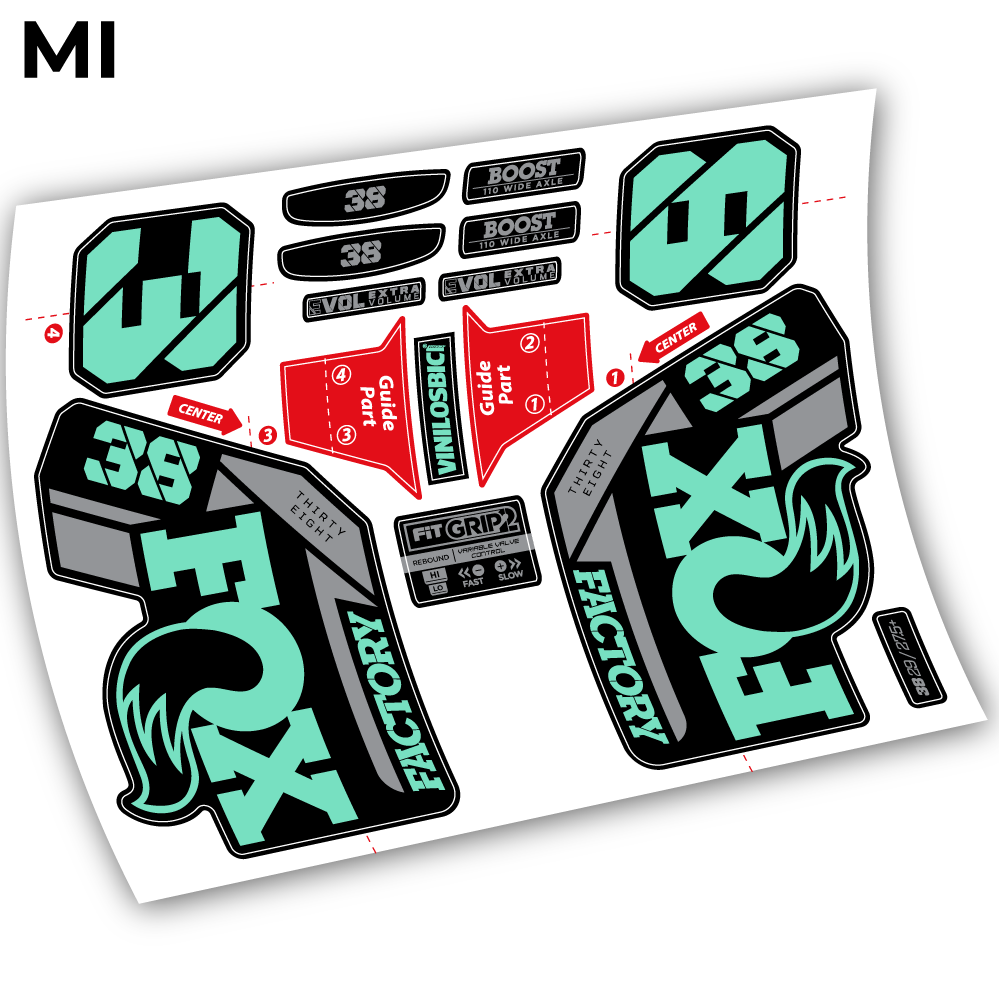 Stickers Fox 38 2021 compatibles Autocollants fourche VTT 29"