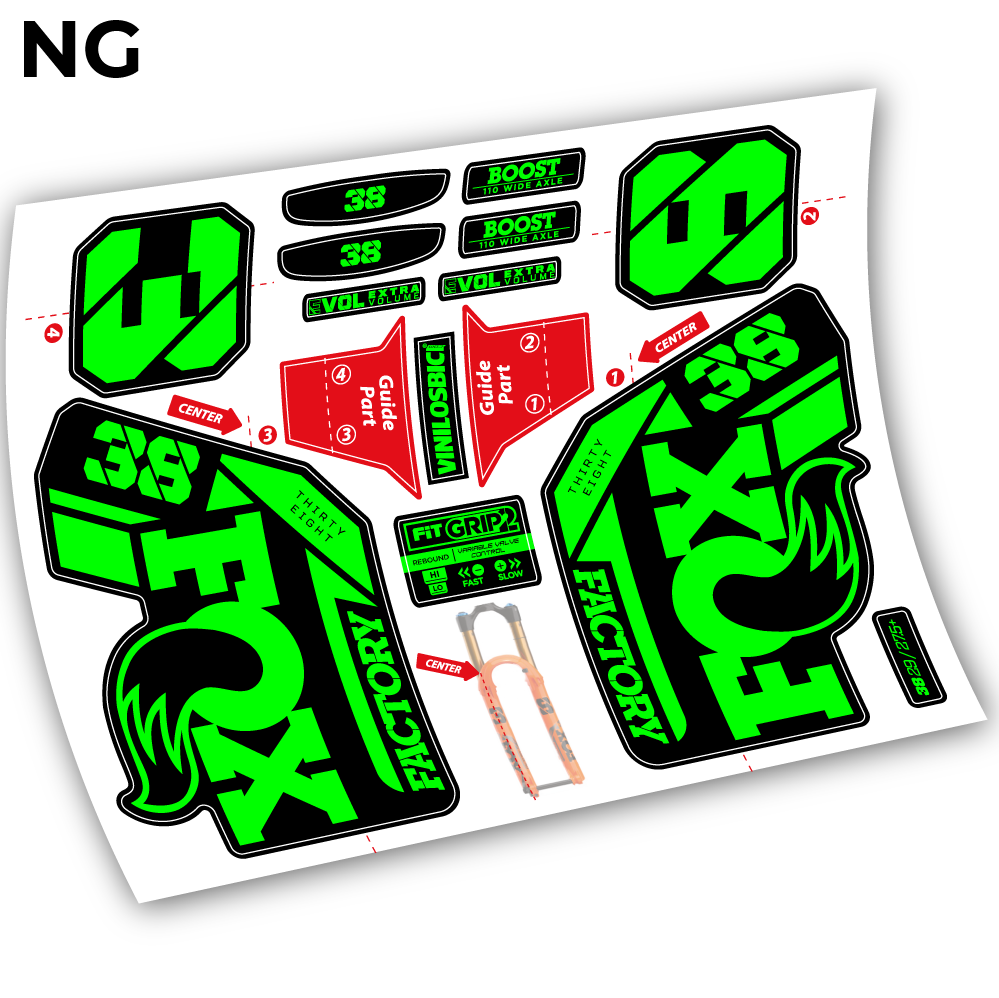 Stickers Fox 38 2021 compatibles Autocollants fourche VTT 29"