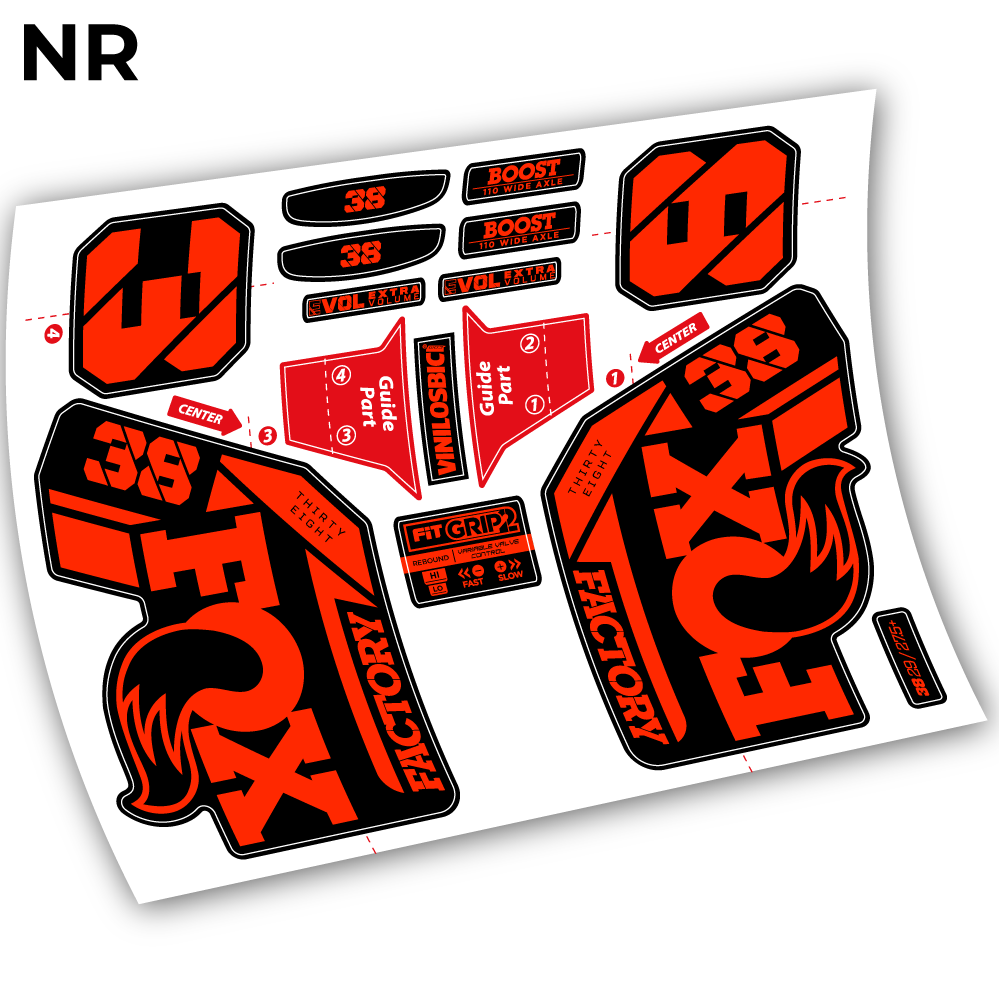 Stickers Fox 38 2021 compatibles Autocollants fourche VTT 29"