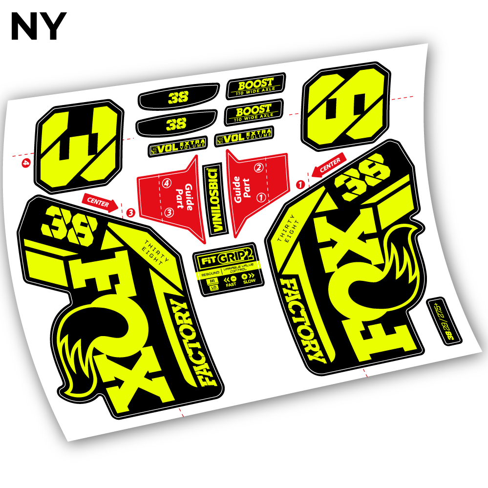 Stickers Fox 38 2021 compatibles Autocollants fourche VTT 29"