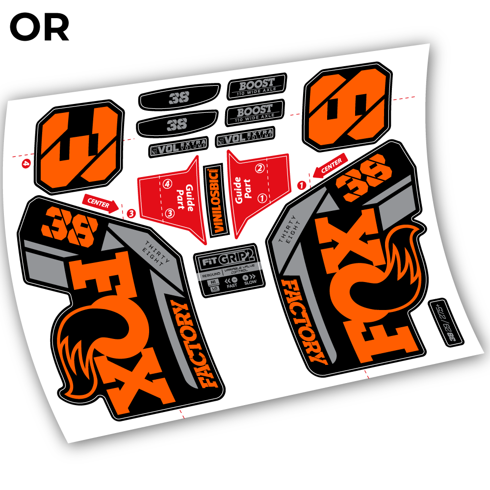 Stickers Fox 38 2021 compatibles Autocollants fourche VTT 29"