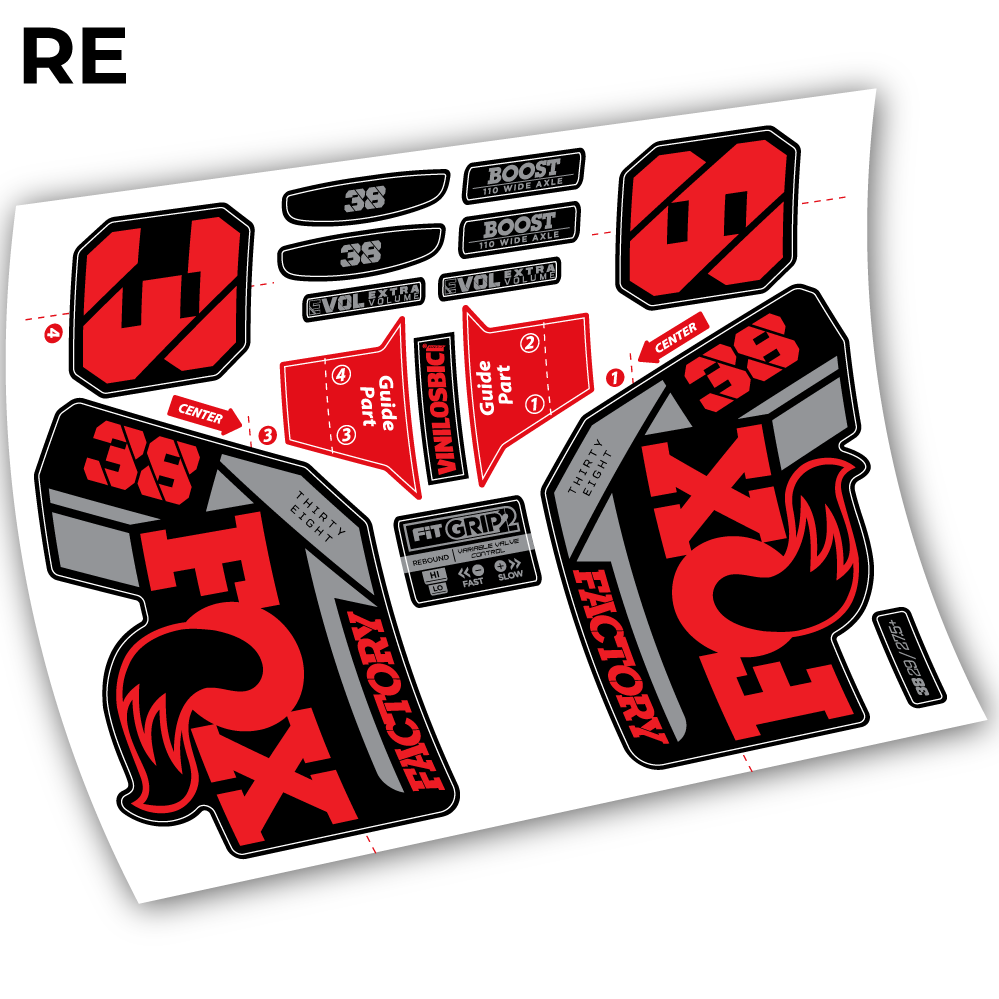 Stickers Fox 38 2021 compatibles Autocollants fourche VTT 29"