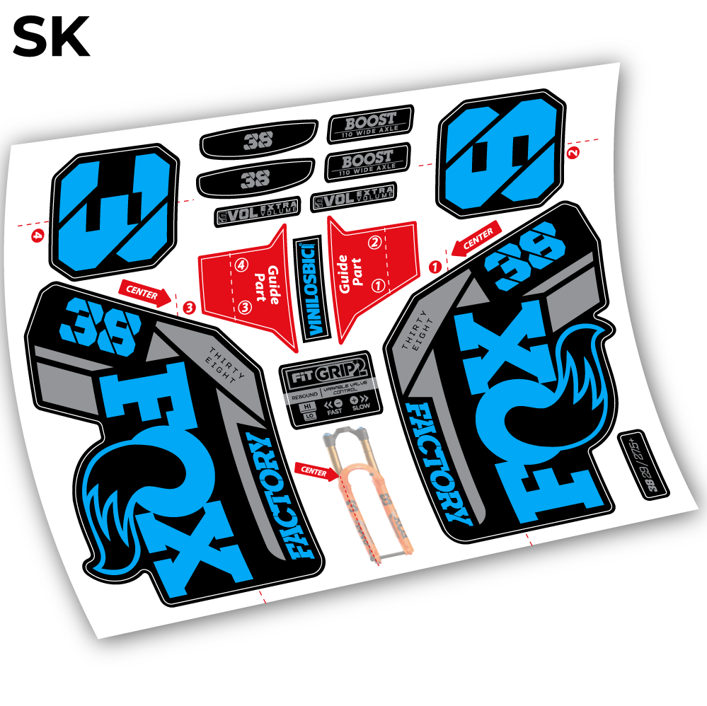 Stickers Fox 38 2021 compatibles Autocollants fourche VTT 29"