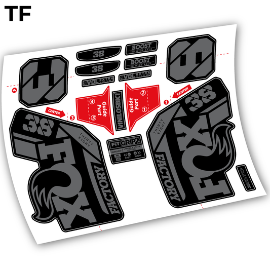 Stickers Fox 38 2021 compatibles Autocollants fourche VTT 29"
