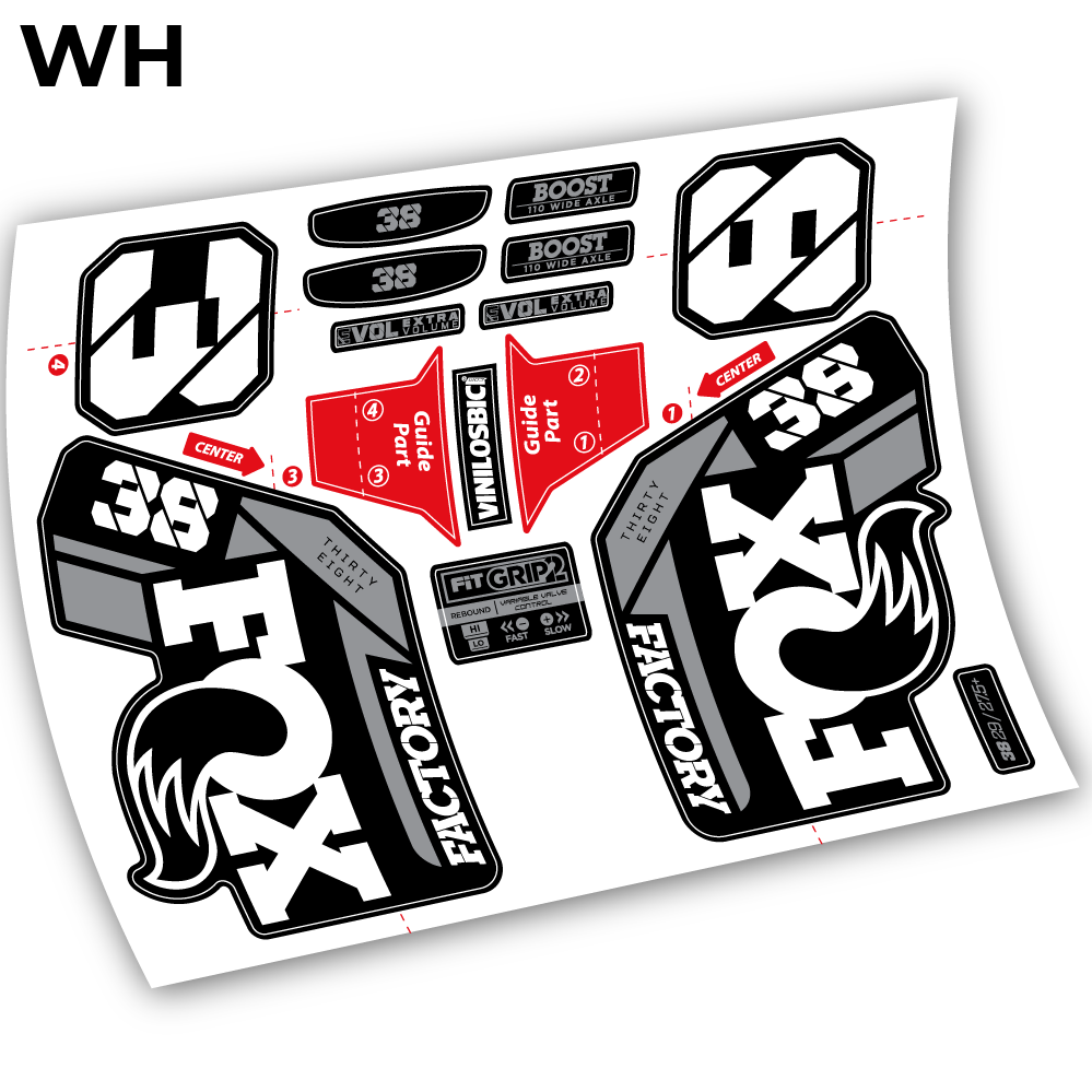 Stickers Fox 38 2021 compatibles Autocollants fourche VTT 29"