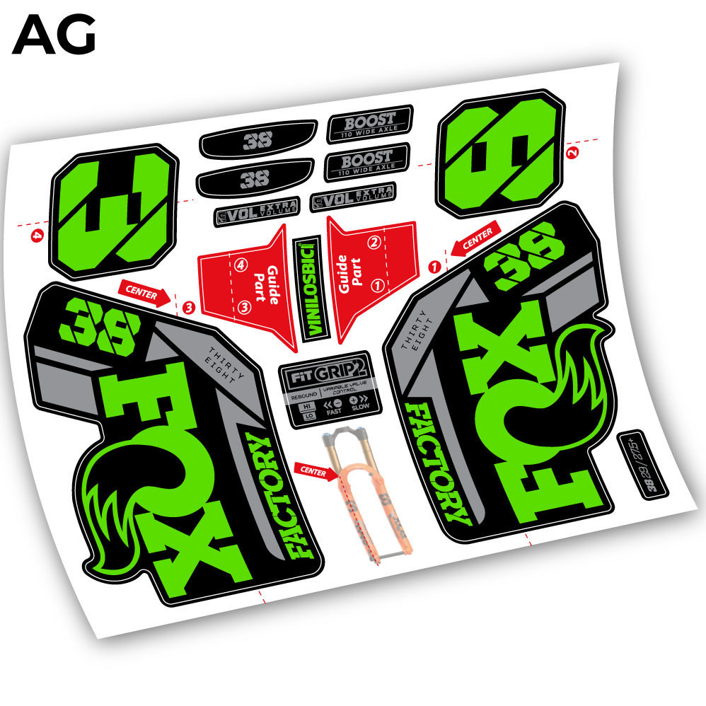 Stickers Fox 38 2021 compatibles Autocollants fourche VTT 29"