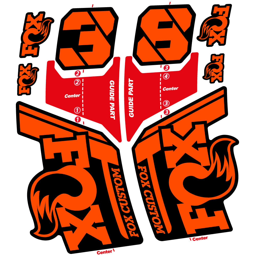 Stickers Fox Custom 38 2022 compatibles Autocollants fourche VTT 29"