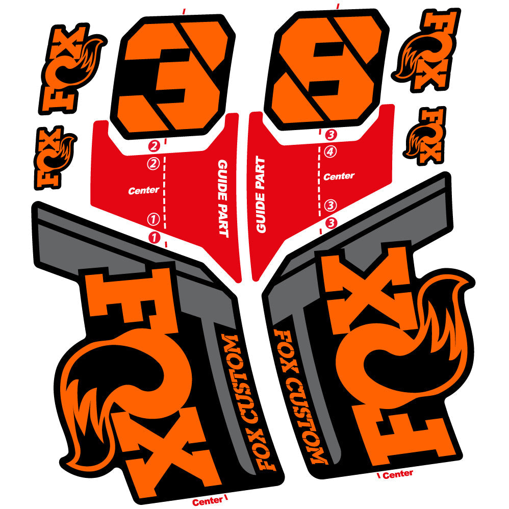 Stickers Fox Custom 38 2022 compatibles Autocollants fourche VTT 29"