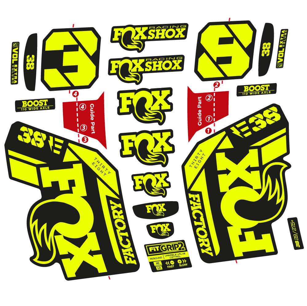 Stickers Fox 38 E-Bike 2021 compatibles - Autocollants fourche VTT