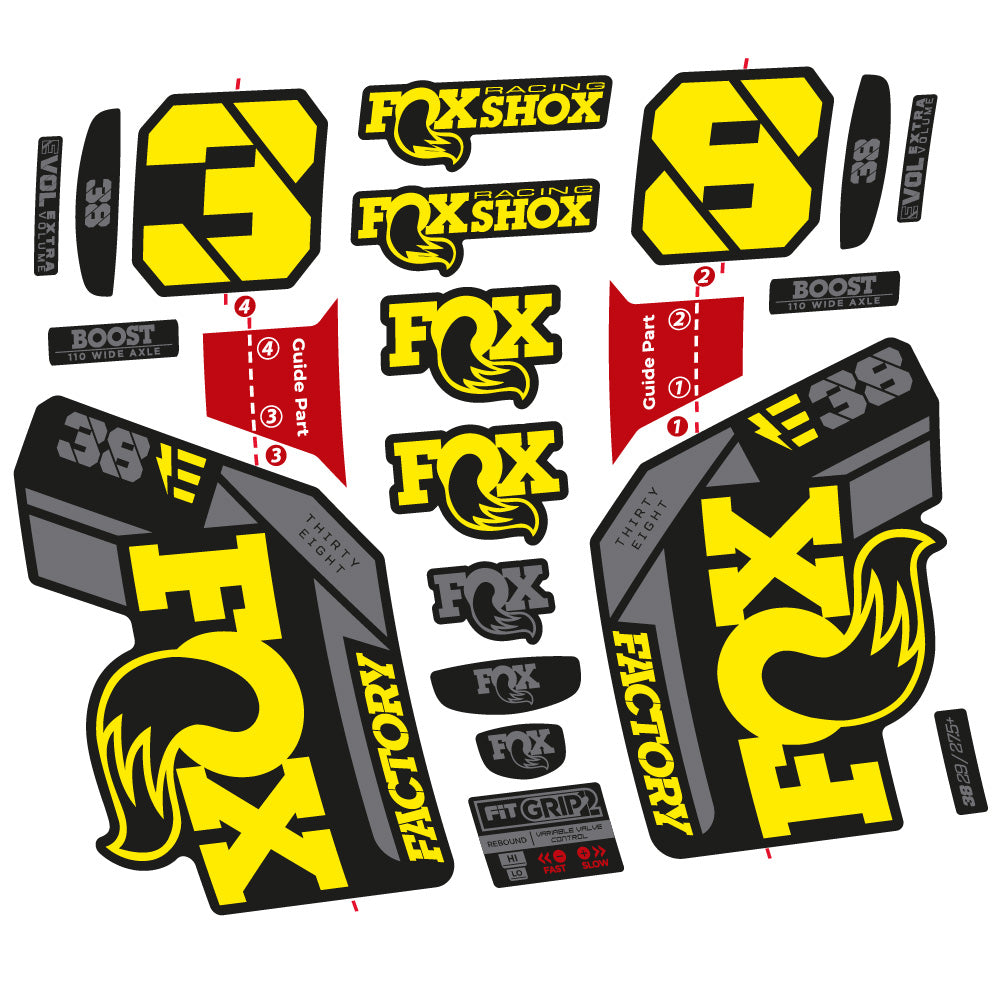 Stickers Fox 38 E-Bike 2021 compatibles - Autocollants fourche VTT
