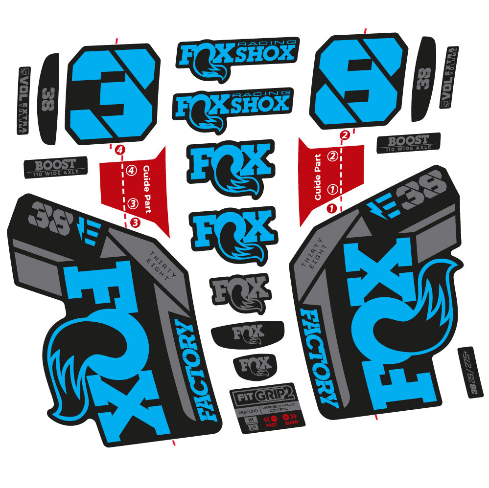 Stickers Fox 38 E 2021 compatibles Autocollants fourche VTT 29"