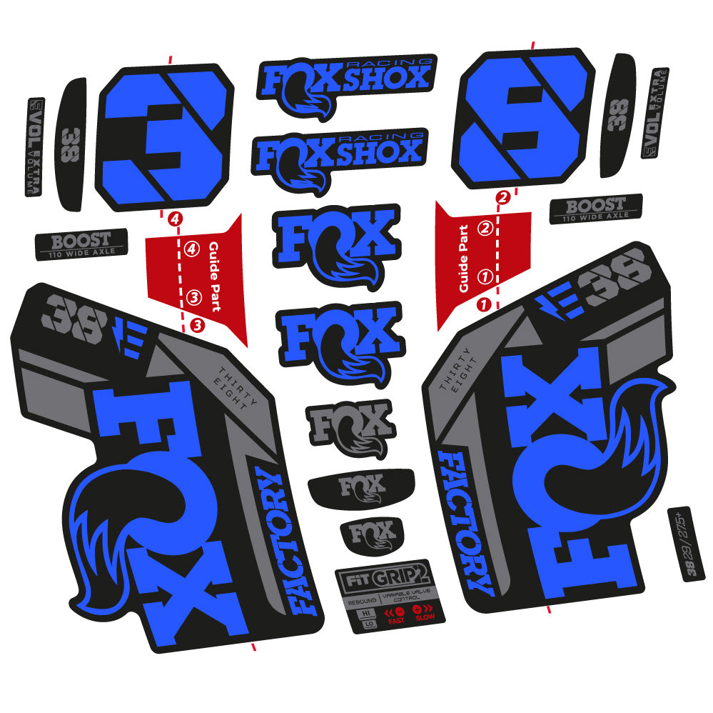 Stickers Fox 38 E-Bike 2021 compatibles - Autocollants fourche VTT