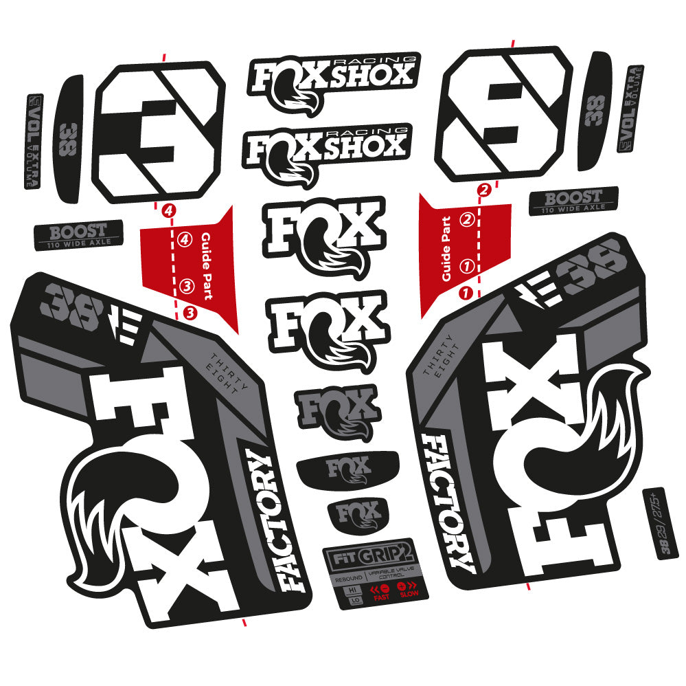 Stickers Fox 38 E-Bike 2021 compatibles - Autocollants fourche VTT