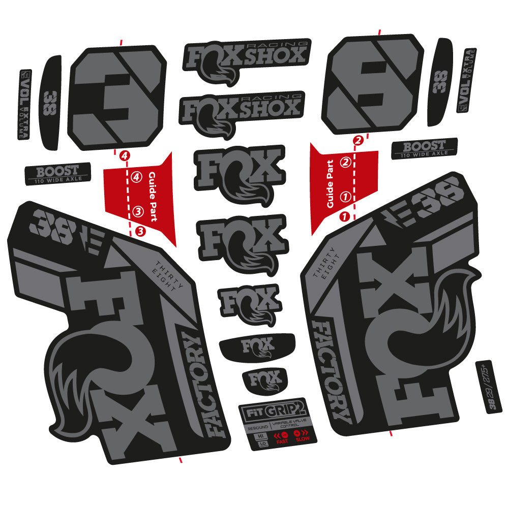 Stickers Fox 38 E-Bike 2021 compatibles - Autocollants fourche VTT