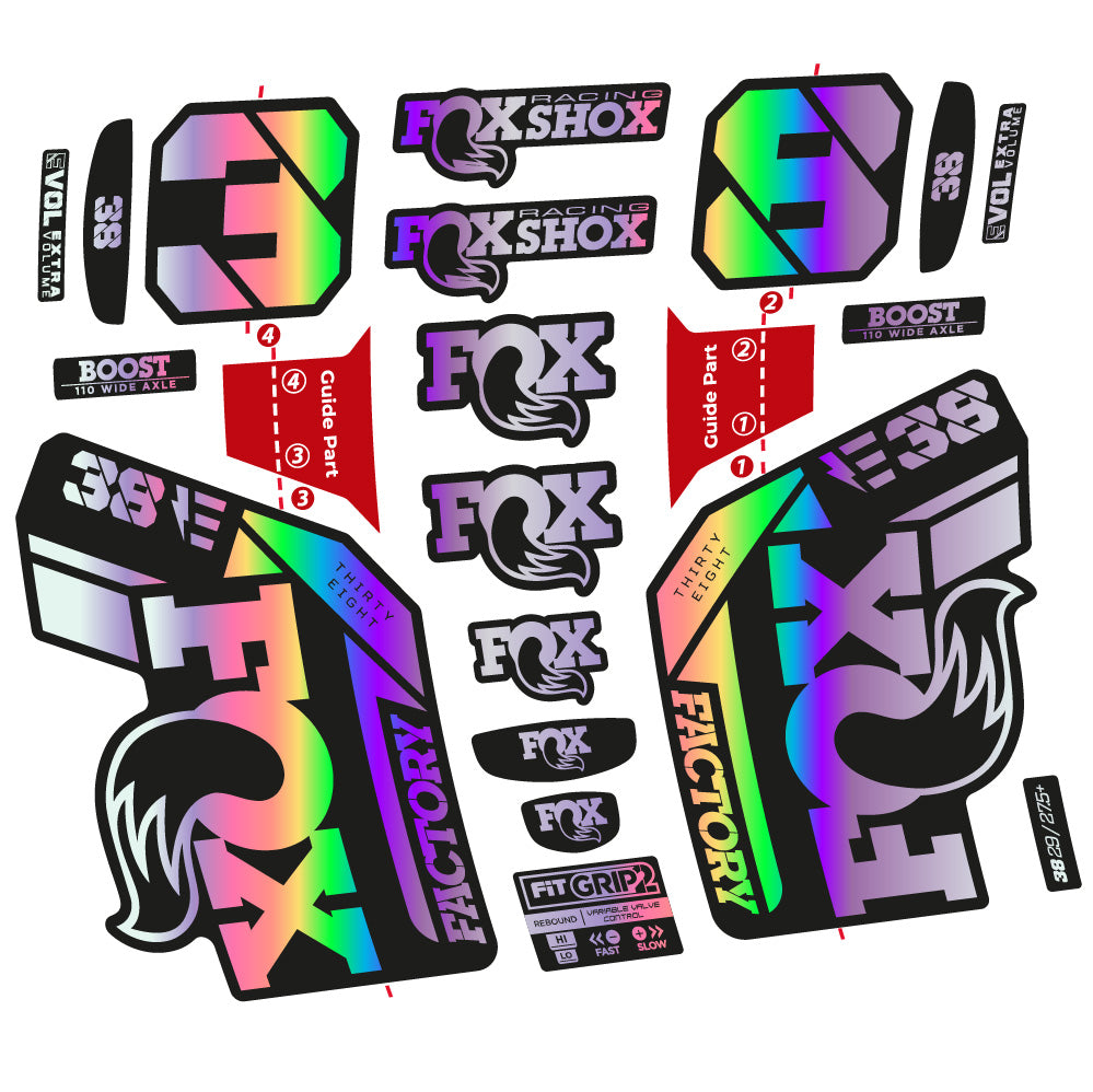 Stickers Fox 38 E-Bike 2021 compatibles - Autocollants fourche VTT