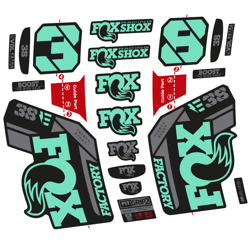Stickers Fox 38 E-Bike 2021 compatibles - Autocollants fourche VTT