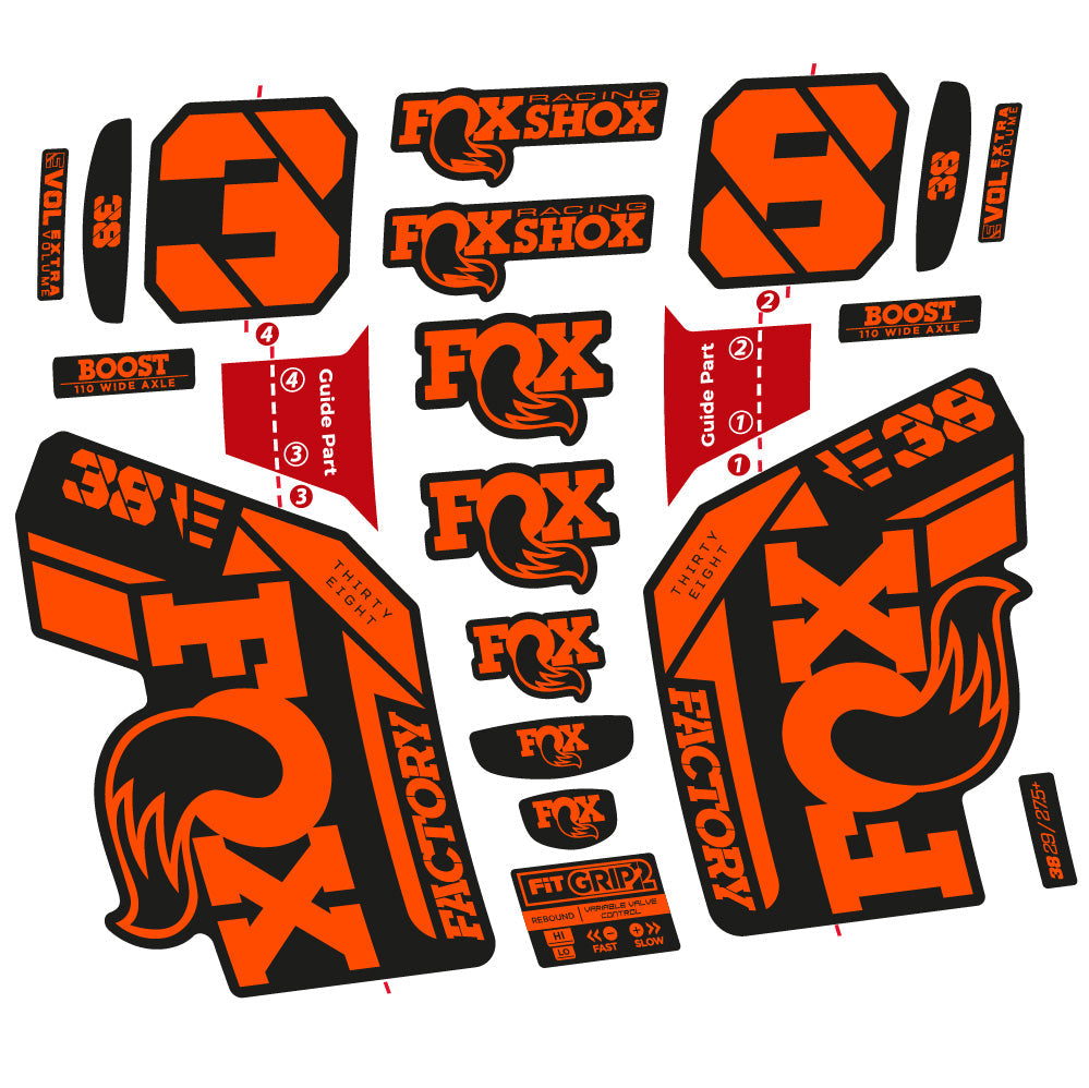 Stickers Fox 38 E-Bike 2021 compatibles - Autocollants fourche VTT