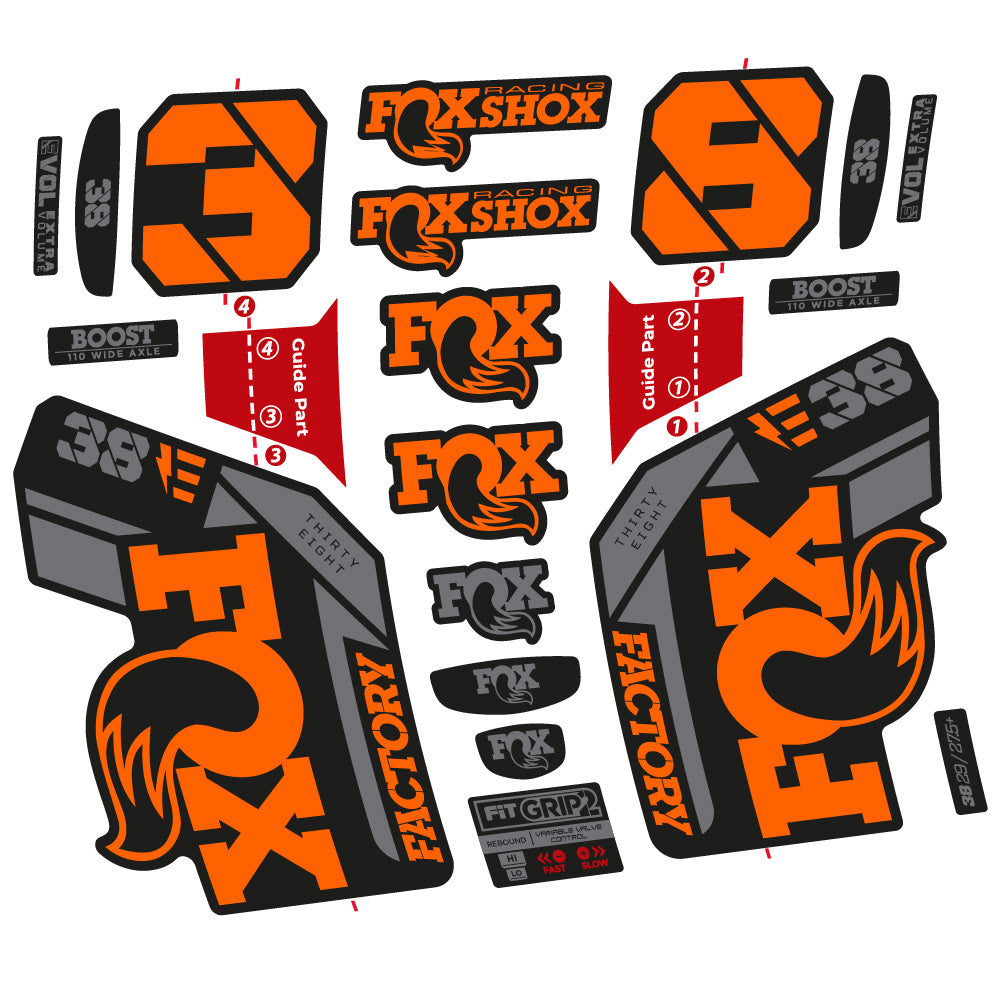 Stickers Fox 38 E-Bike 2021 compatibles - Autocollants fourche VTT
