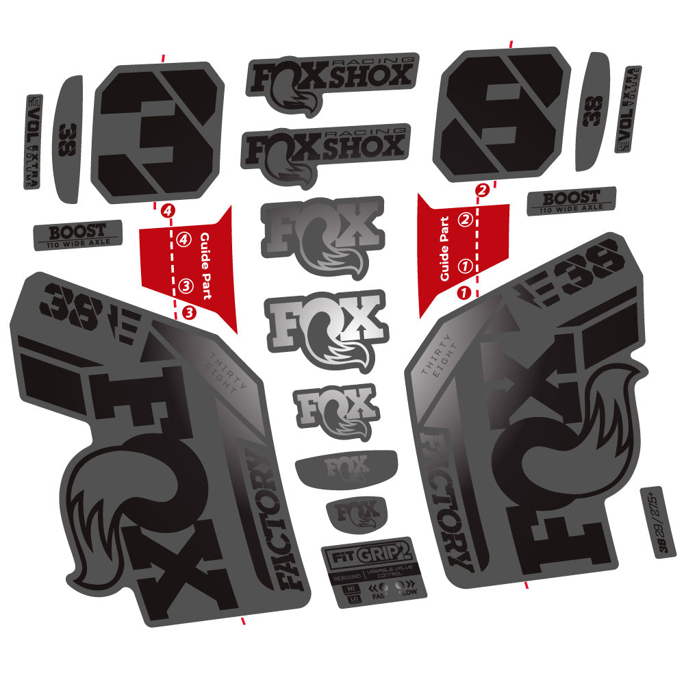 Stickers Fox 38 E 2021 compatibles Autocollants fourche VTT 29"