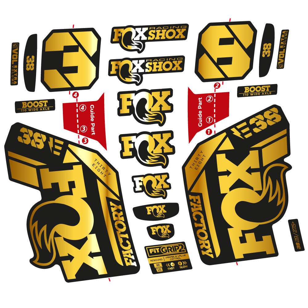 Stickers Fox 38 E 2021 compatibles Autocollants fourche VTT 29"