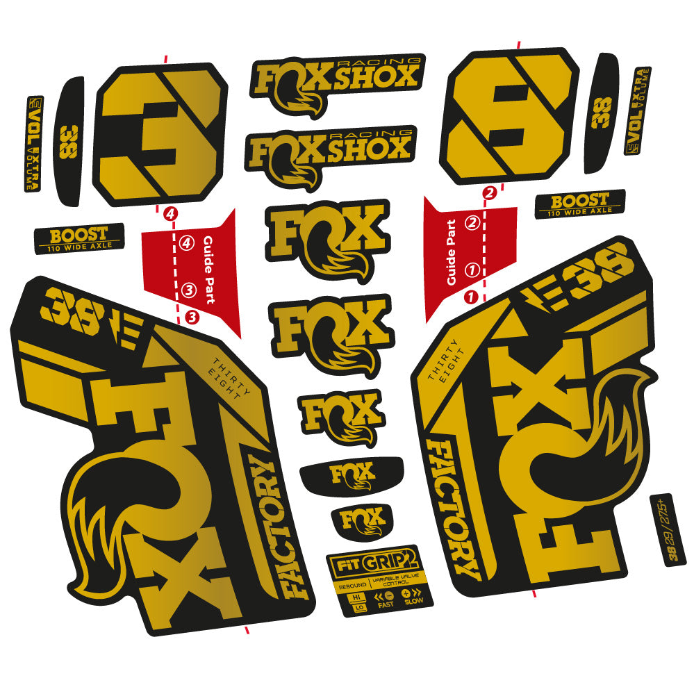 Stickers Fox 38 E-Bike 2021 compatibles - Autocollants fourche VTT