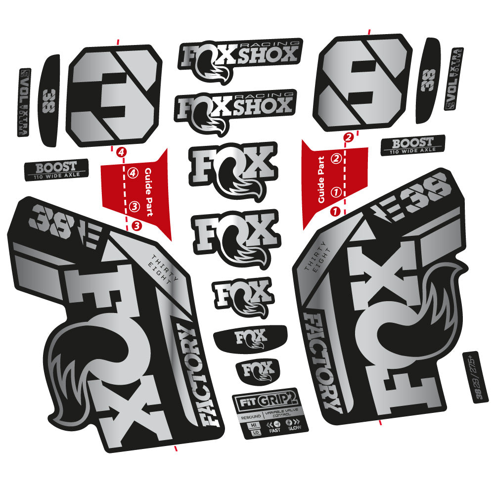 Stickers Fox 38 E-Bike 2021 compatibles - Autocollants fourche VTT