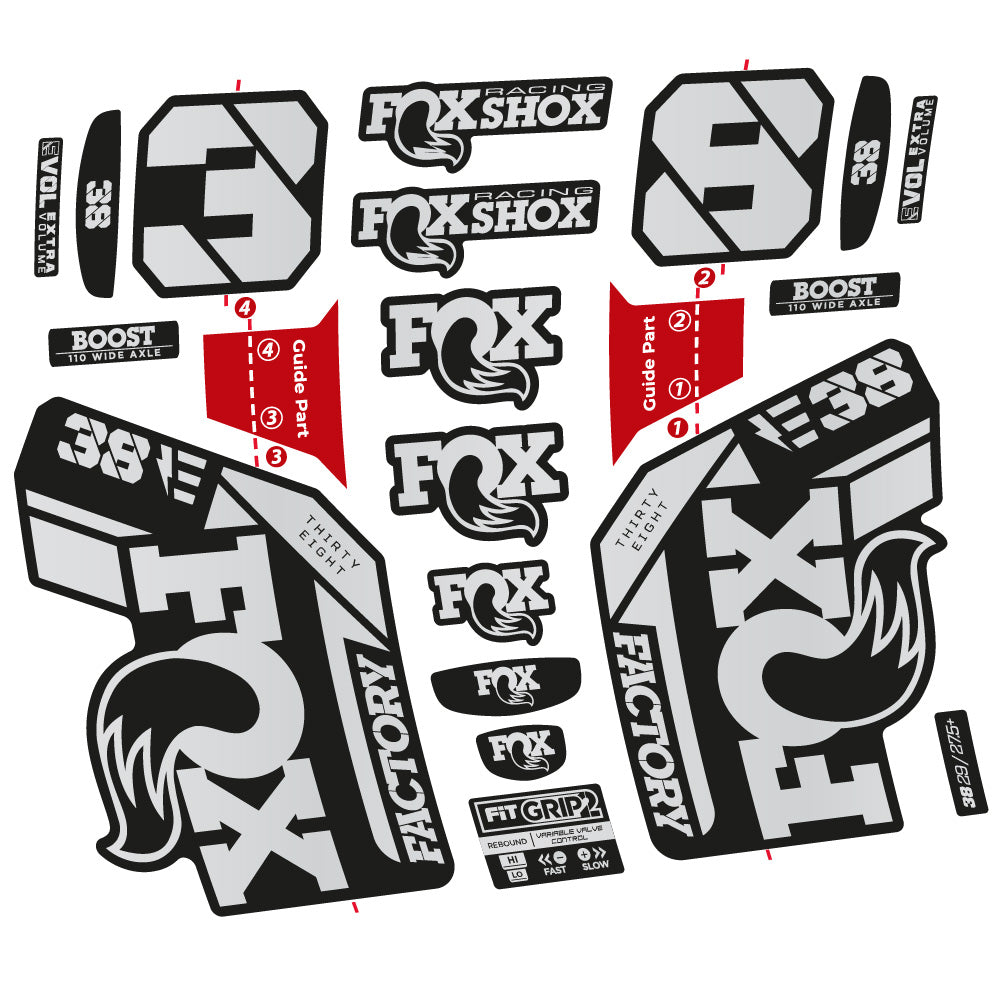 Stickers Fox 38 E 2021 compatibles Autocollants fourche VTT 29"