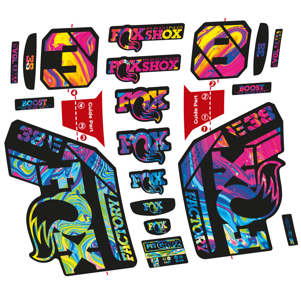 Stickers Fox 38 E-Bike 2021 compatibles - Autocollants fourche VTT