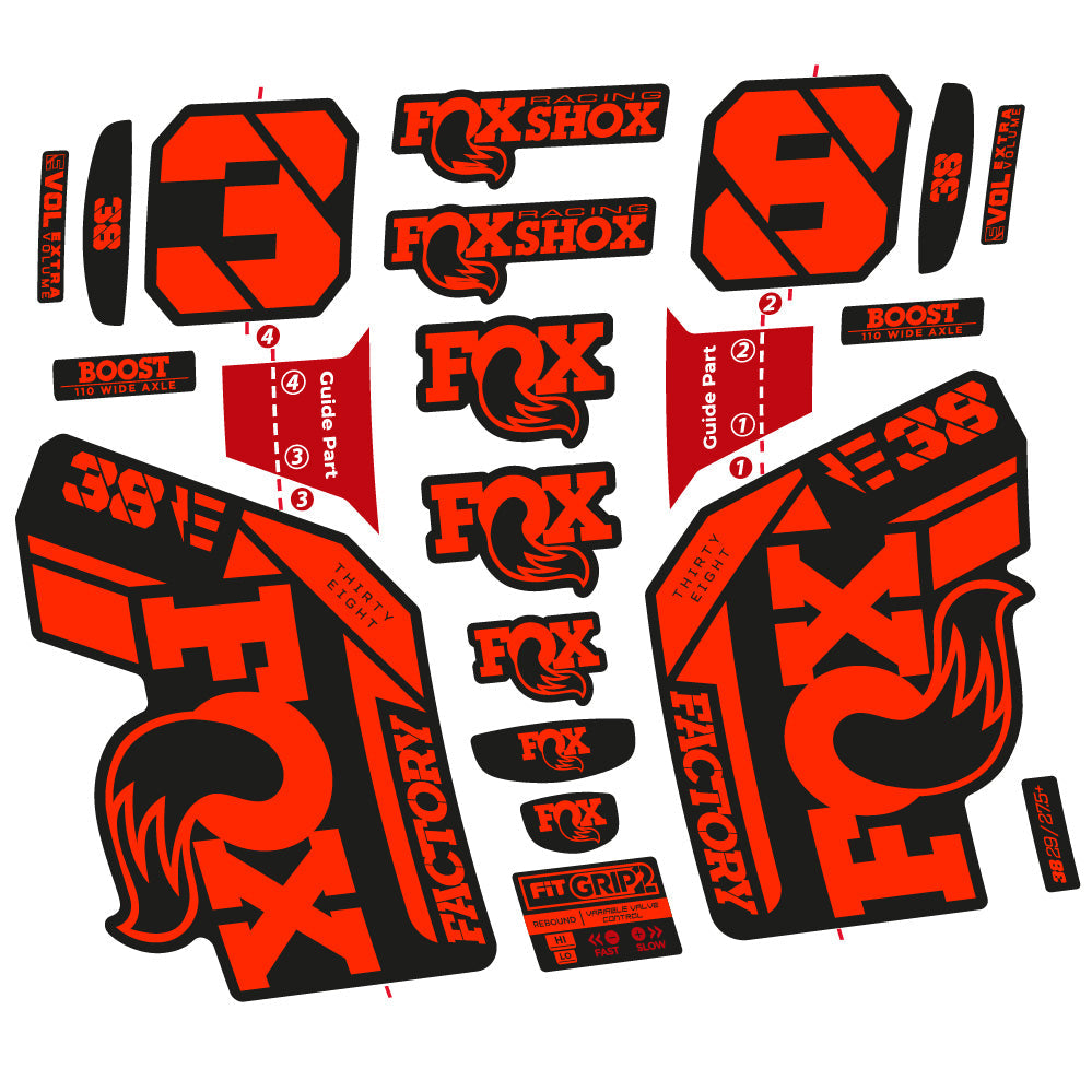 Stickers Fox 38 E 2021 compatibles Autocollants fourche VTT 29"