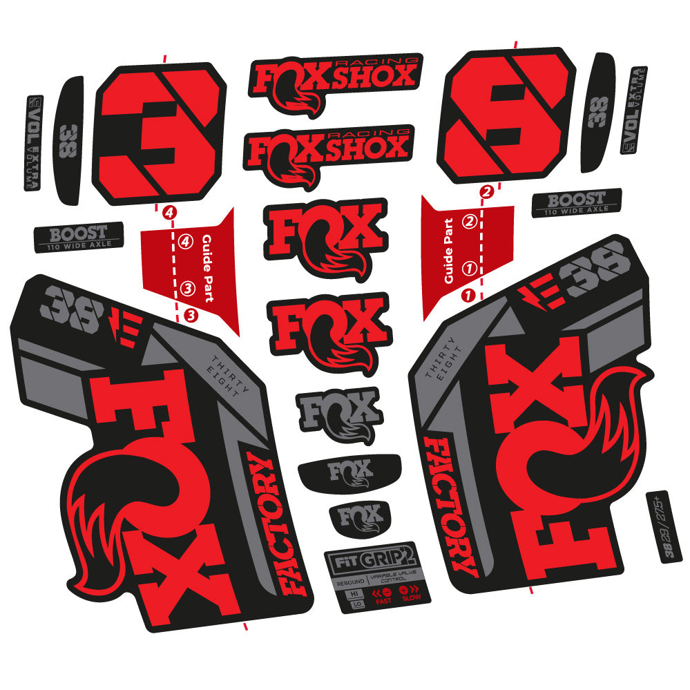Stickers Fox 38 E-Bike 2021 compatibles - Autocollants fourche VTT
