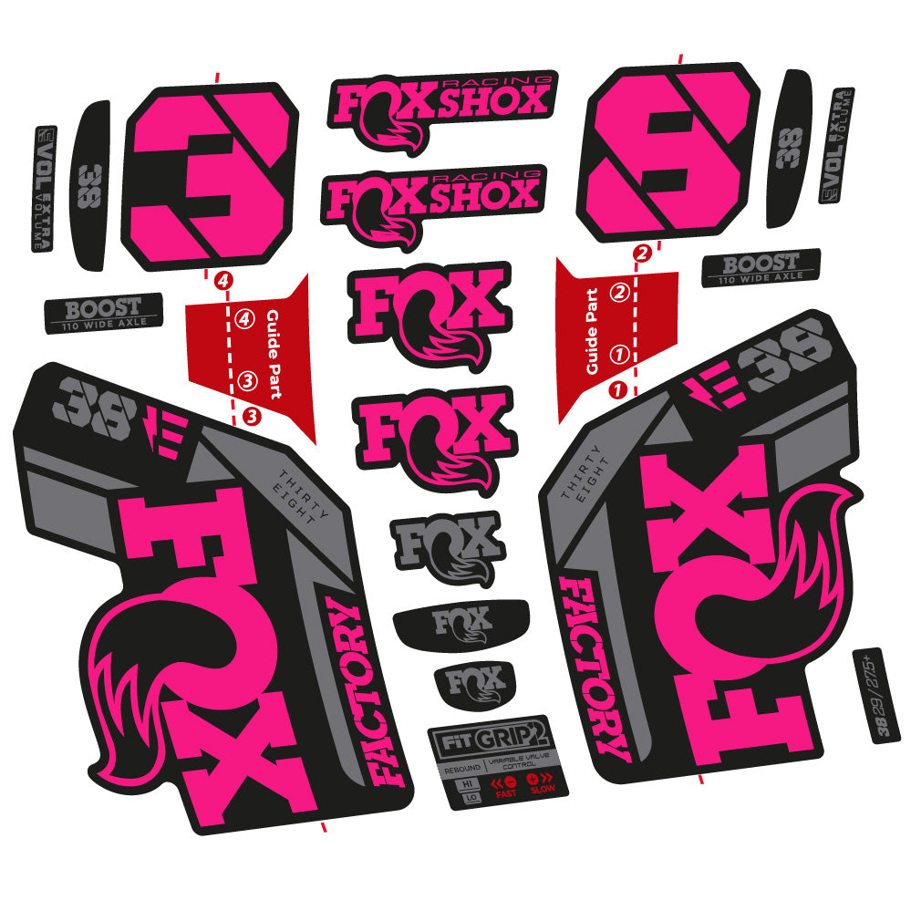Stickers Fox 38 E-Bike 2021 compatibles - Autocollants fourche VTT