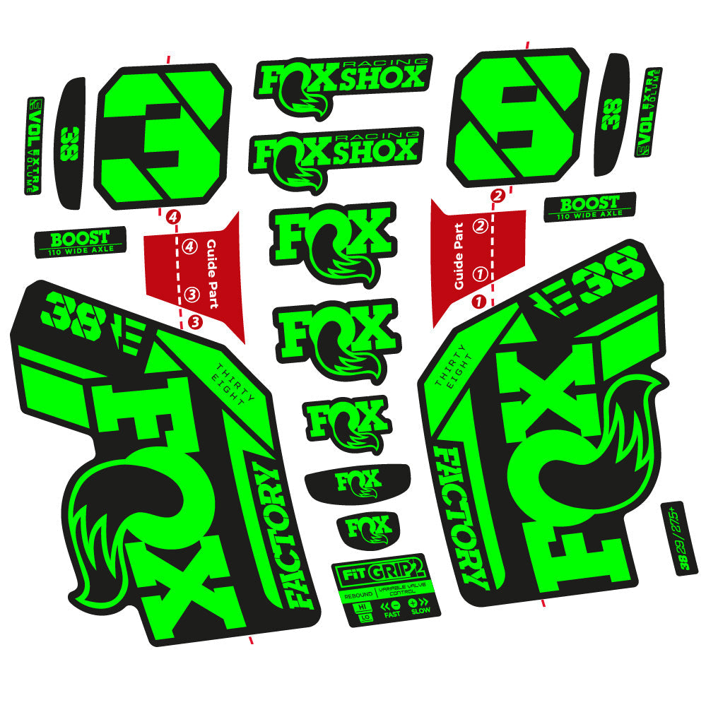 Stickers Fox 38 E-Bike 2021 compatibles - Autocollants fourche VTT
