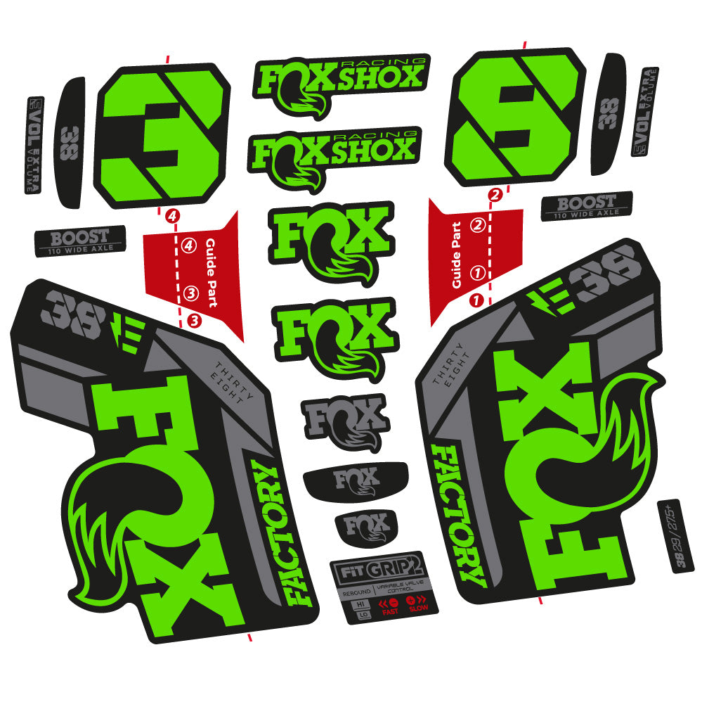 Stickers Fox 38 E 2021 compatibles Autocollants fourche VTT 29"