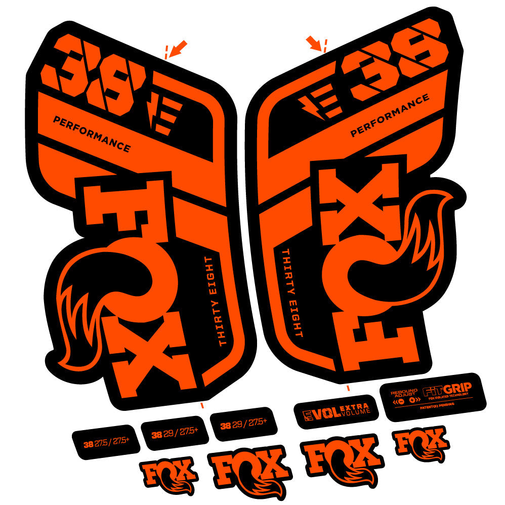 Stickers Fox 38 Performance E compatibles Autocollants fourche VTT 29"