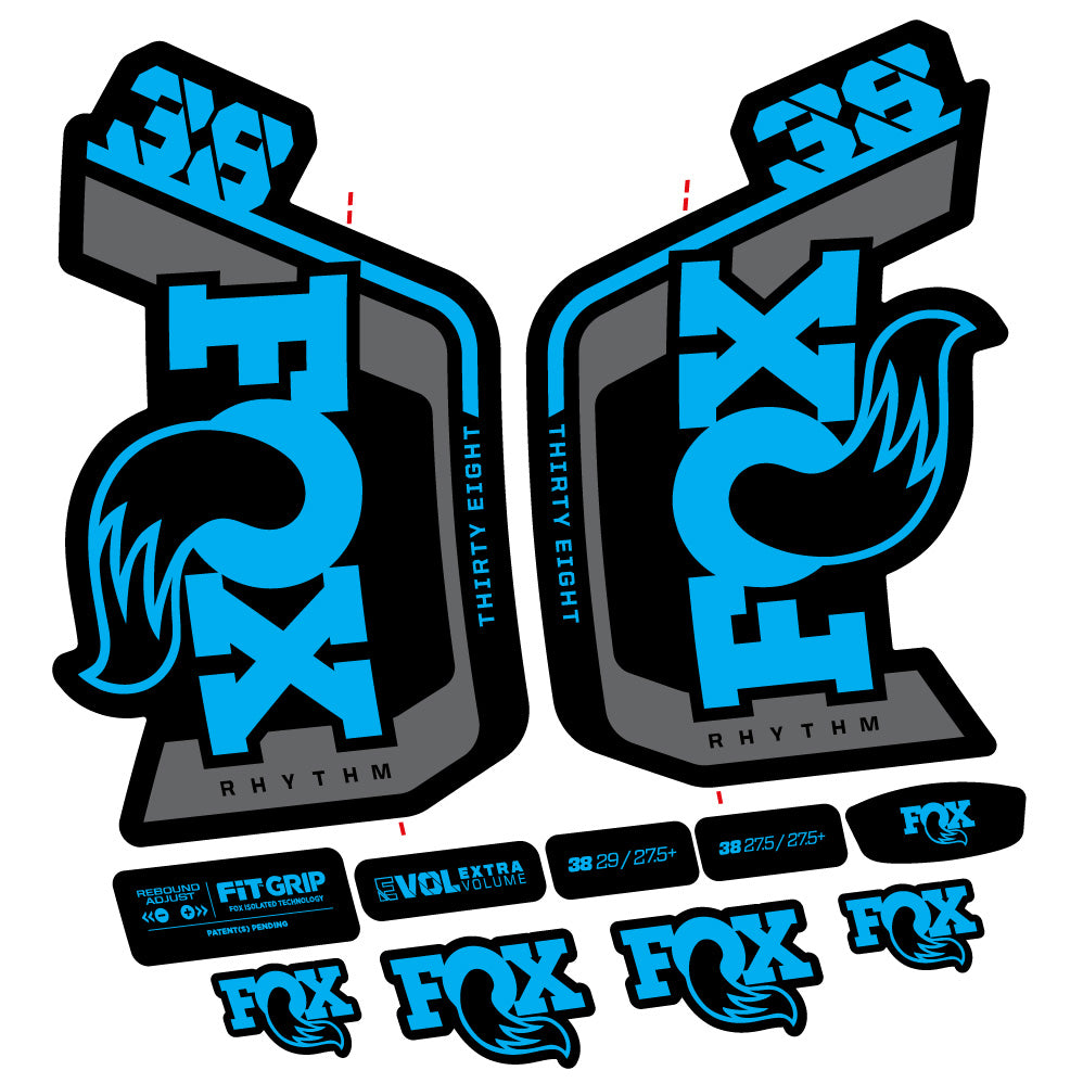 Stickers Fox Factory 38 Rhythm 2024 compatibles Autocollants fourche VTT 29"