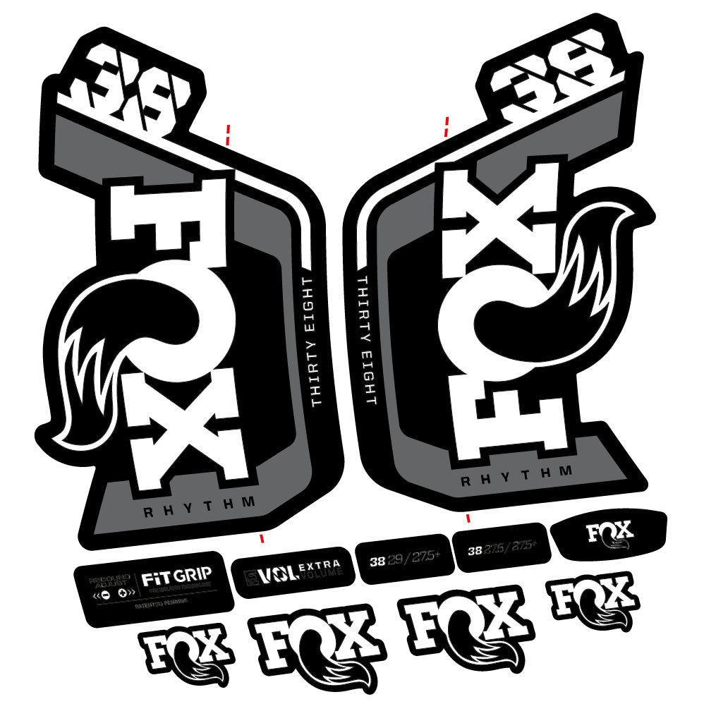 Stickers Fox Factory 38 Rhythm 2024 compatibles Autocollants fourche VTT 29"