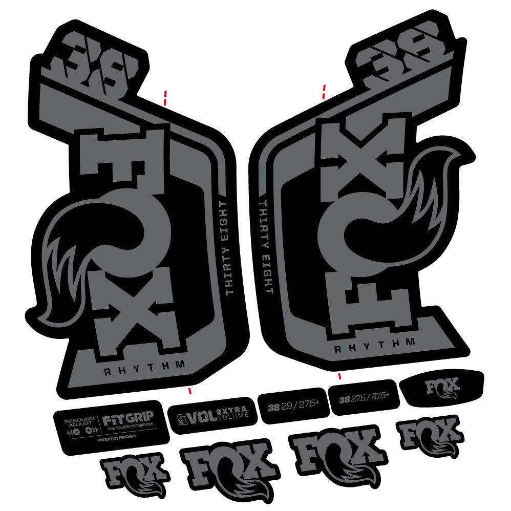 Stickers Fox Factory 38 Rhythm 2024 compatibles Autocollants fourche VTT 29"