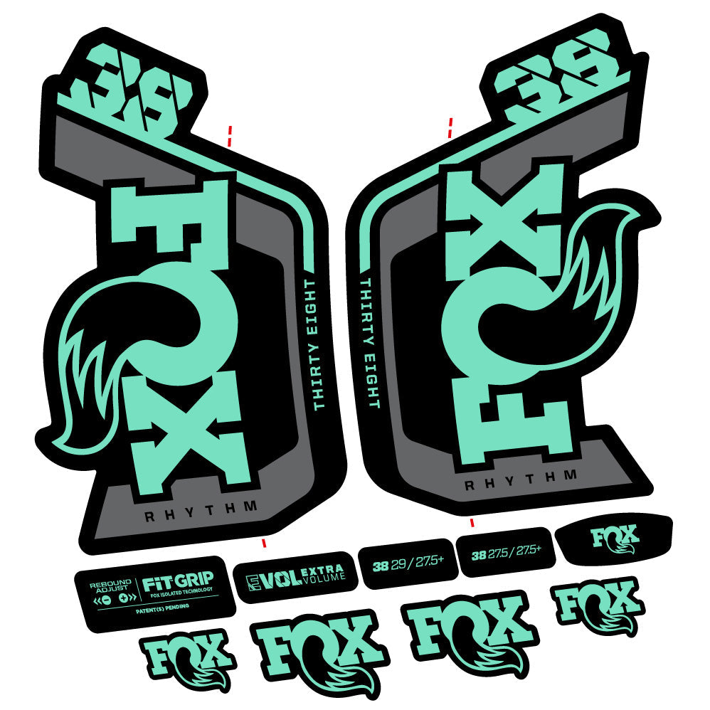 Stickers Fox Factory 38 Rhythm 2024 compatibles Autocollants fourche VTT 29"