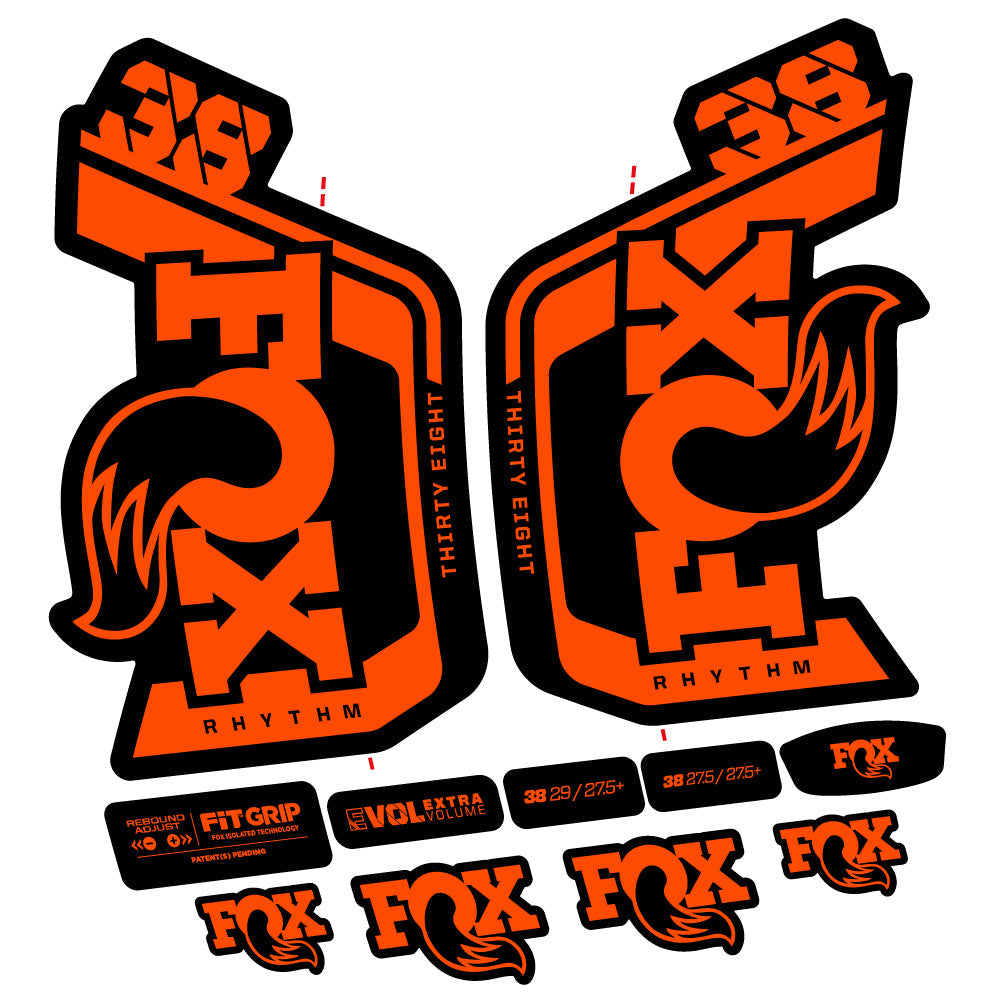Stickers Fox Factory 38 Rhythm 2024 compatibles Autocollants fourche VTT 29"