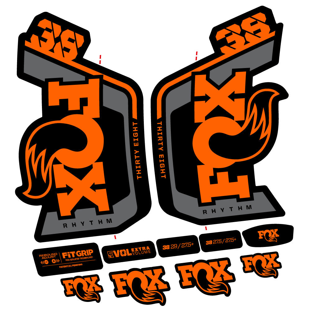 Stickers Fox Factory 38 Rhythm 2024 compatibles Autocollants fourche VTT 29"
