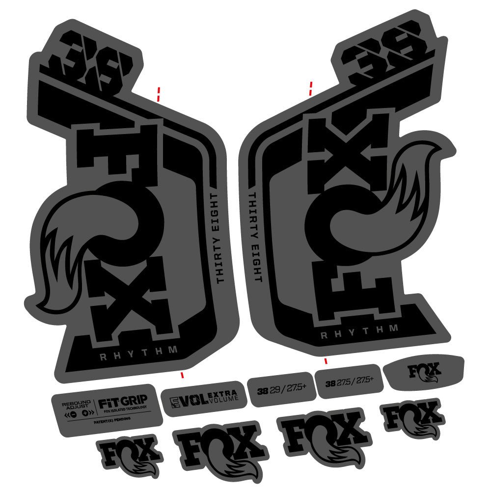 Stickers Fox Factory 38 Rhythm 2024 compatibles Autocollants fourche VTT 29"