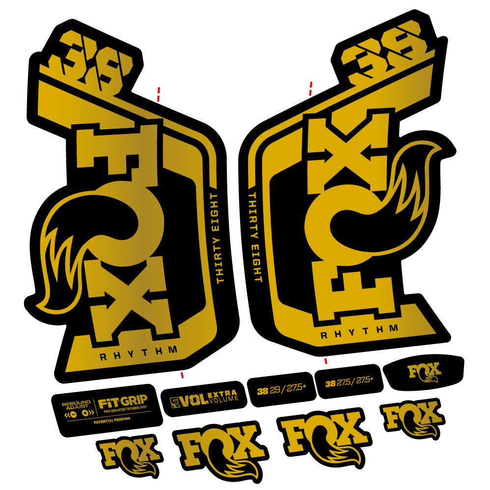 Stickers Fox Factory 38 Rhythm 2024 compatibles Autocollants fourche VTT 29"