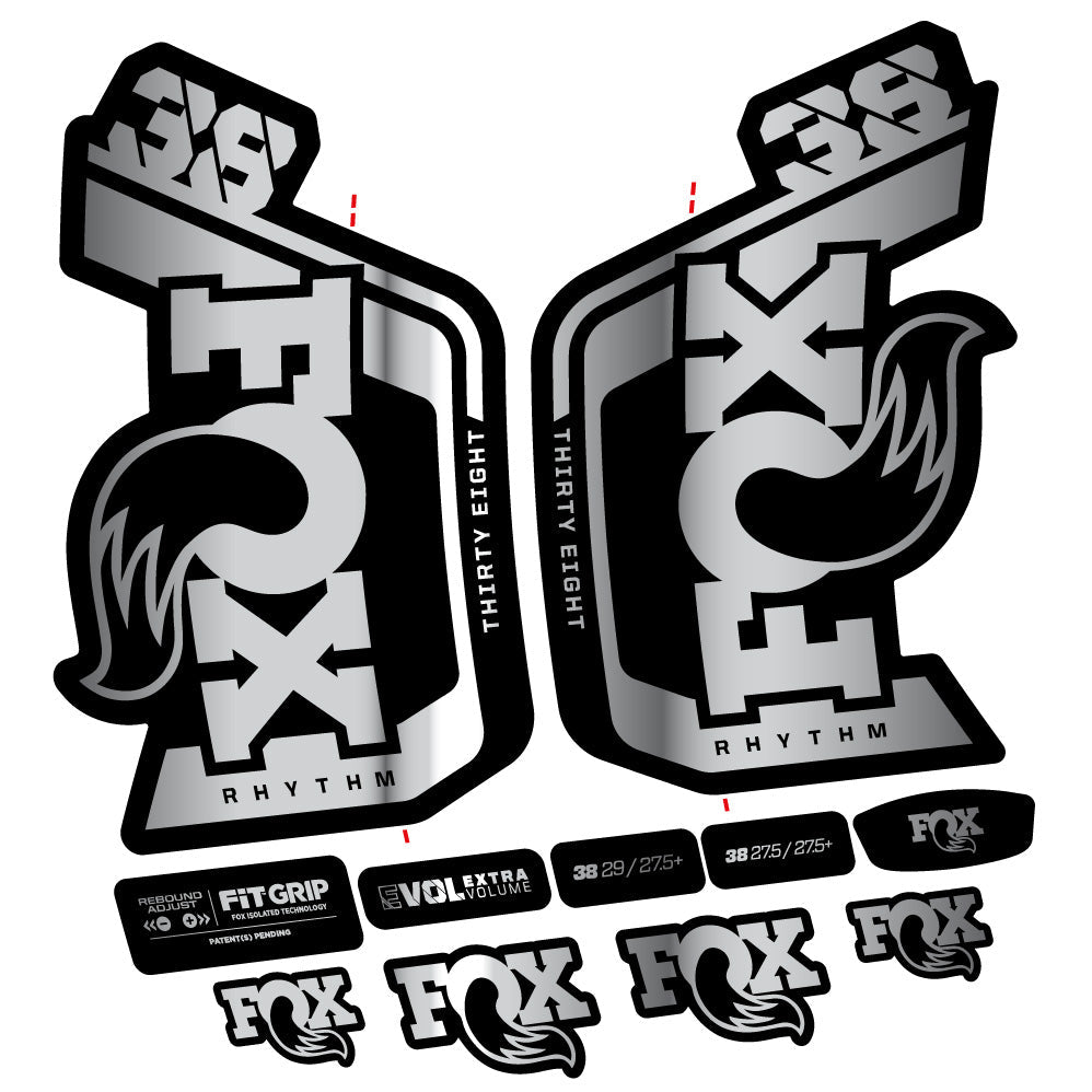 Stickers Fox Factory 38 Rhythm 2024 compatibles Autocollants fourche VTT 29"