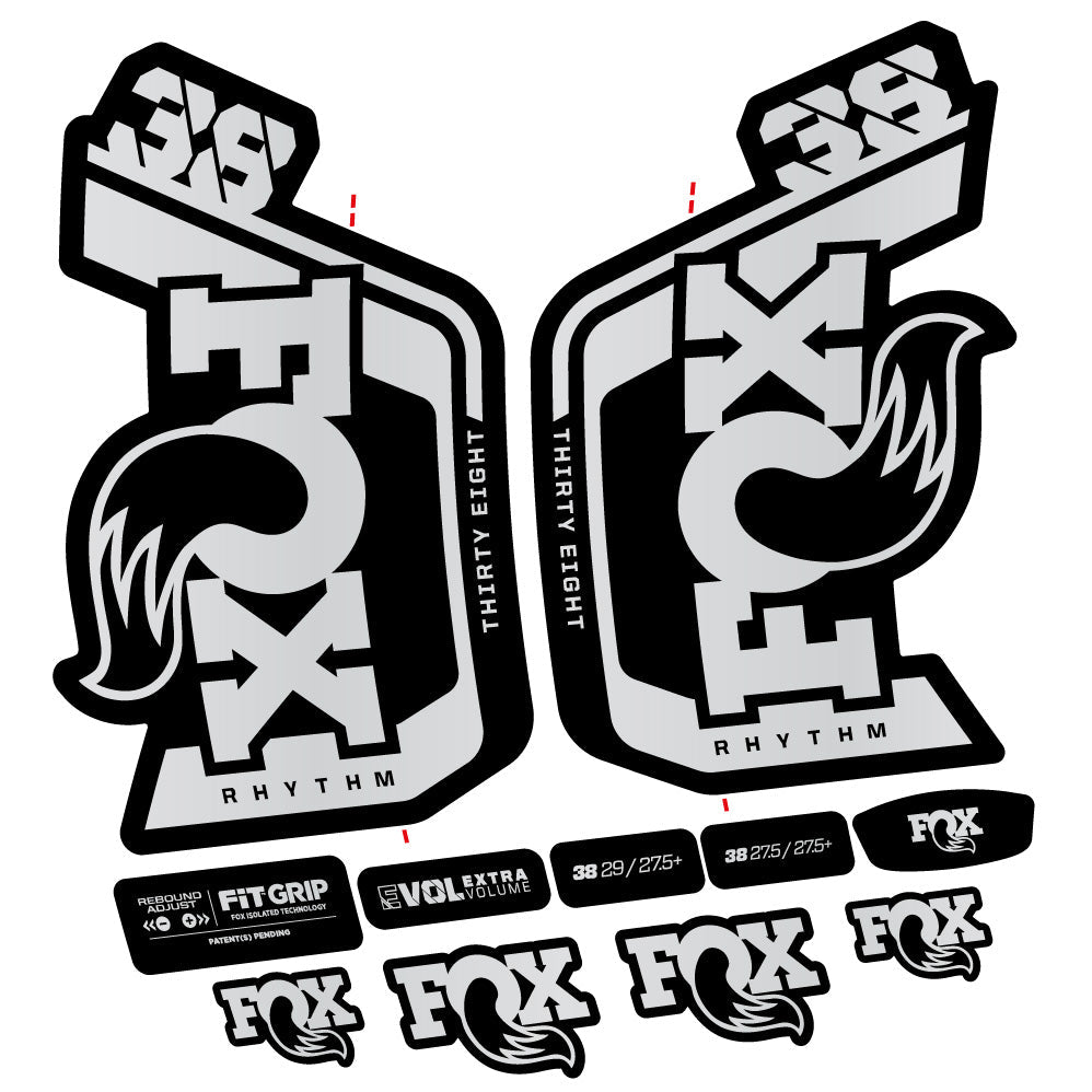 Stickers Fox Factory 38 Rhythm 2024 compatibles Autocollants fourche VTT 29"