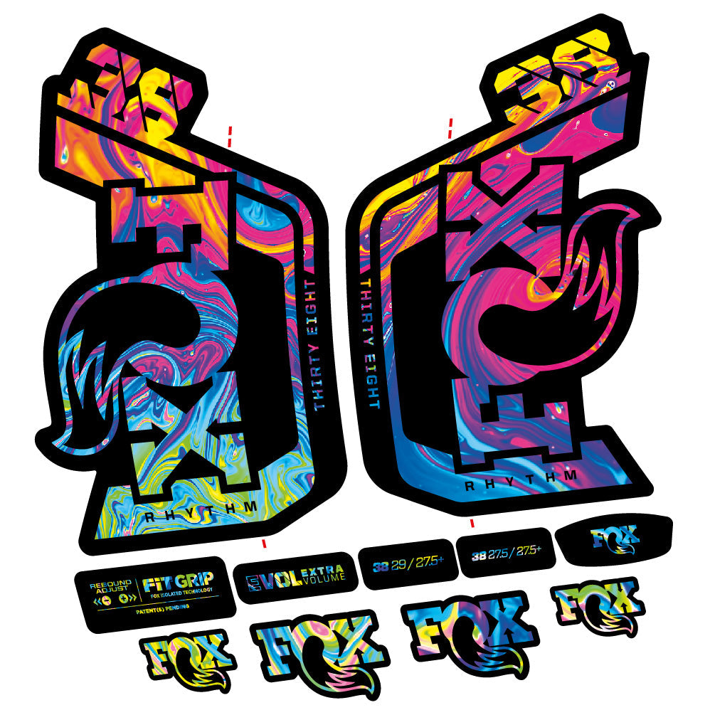 Stickers Fox Factory 38 Rhythm 2024 compatibles Autocollants fourche VTT 29"