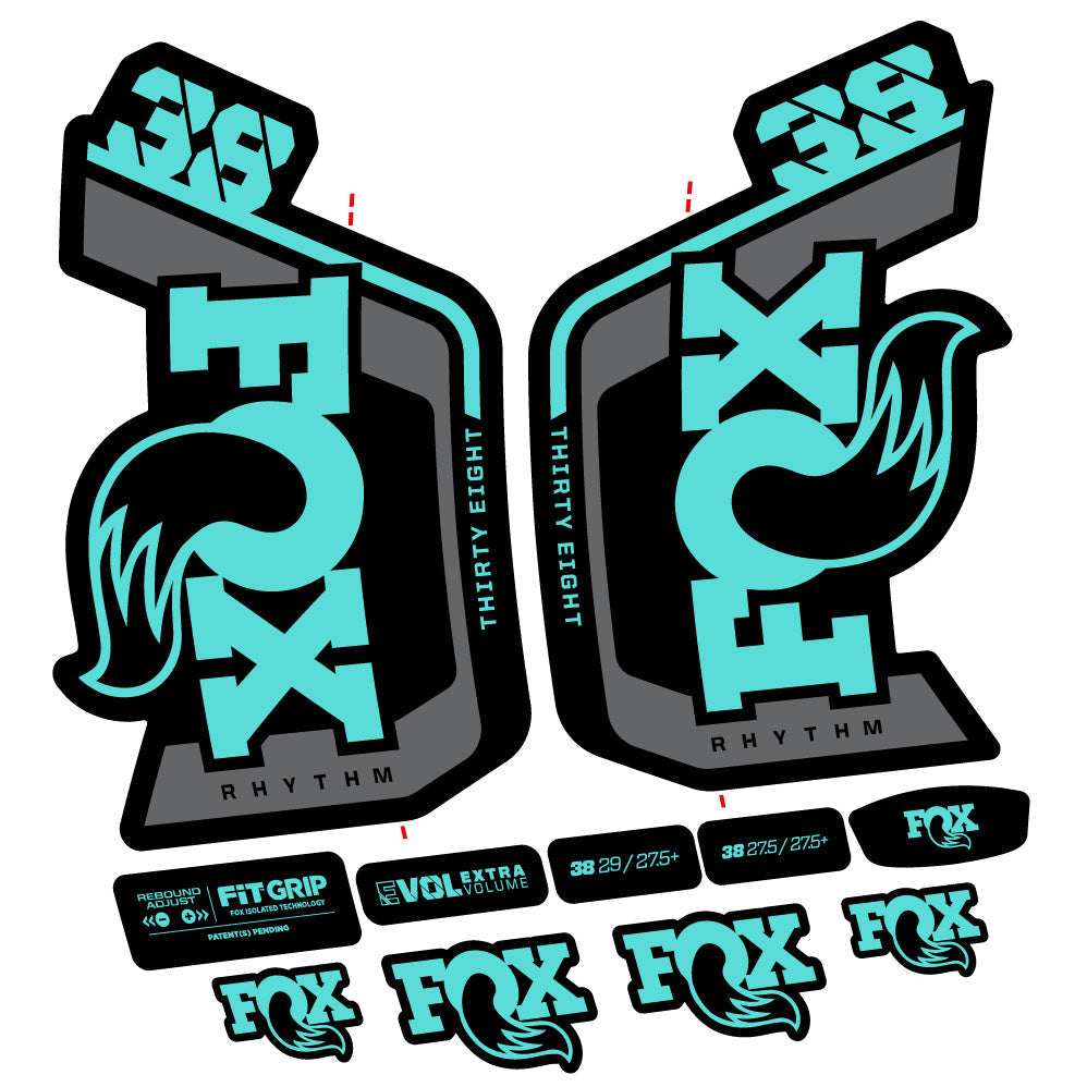 Stickers Fox Factory 38 Rhythm 2024 compatibles Autocollants fourche VTT 29"