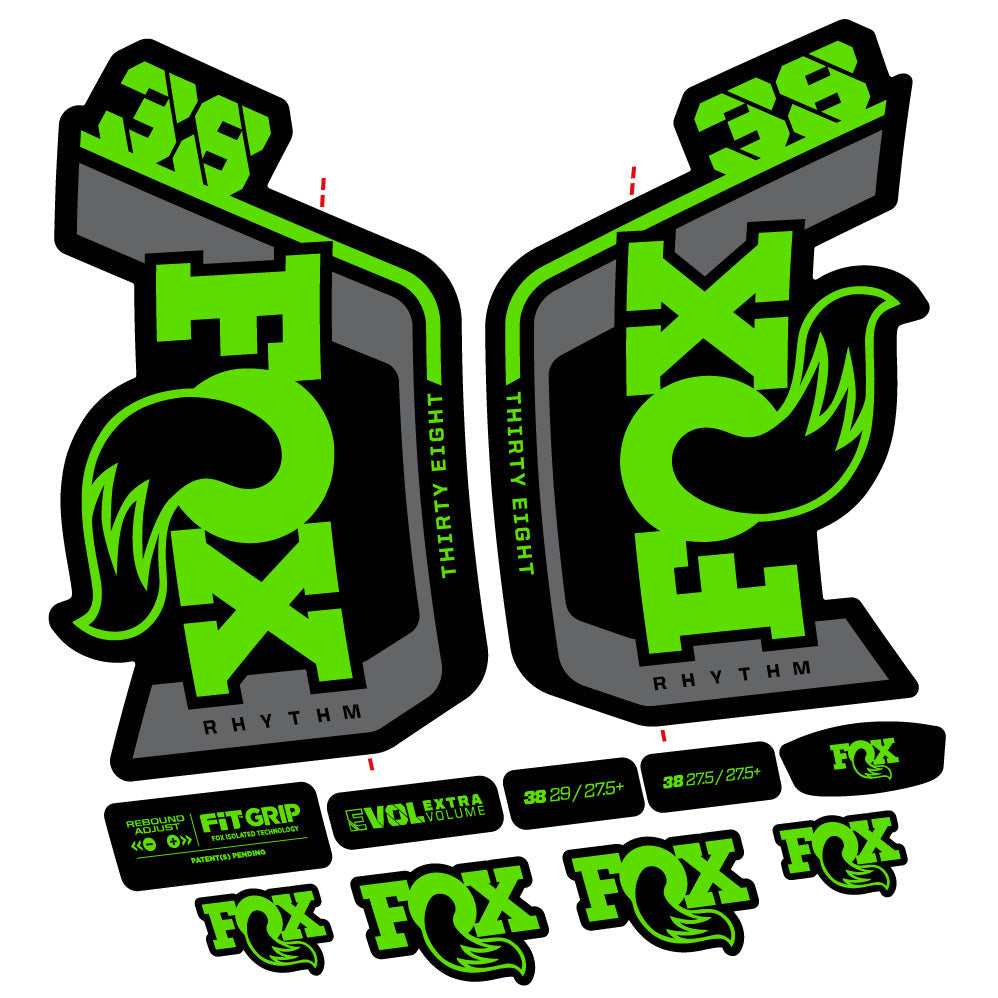 Stickers Fox Factory 38 Rhythm 2024 compatibles Autocollants fourche VTT 29"